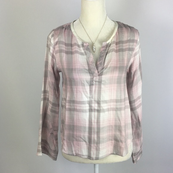 Cloth and Stone Plaid Hi Low Plaid Blouse Sz XS - Picture 1 of 6